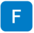 Blauw vierkant kader met daarin in wit de F van Functie