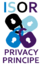 Logo ISOR themaprincipes (vier hangsloten die in elkaar geklikt zitten met tekst ISOR Privacyprincipe